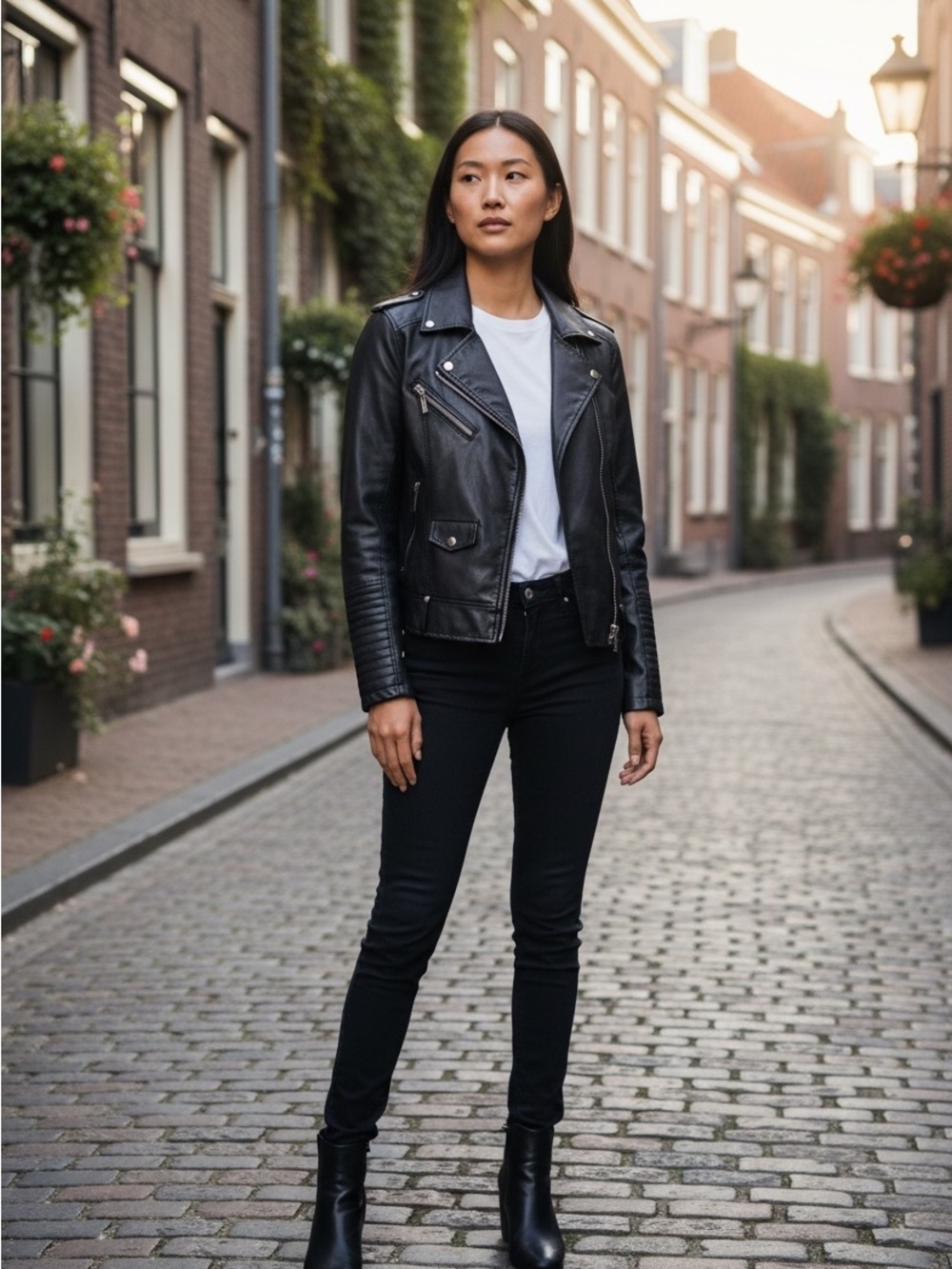 Apt. 9 Faux Leather Moto Biker Jacket Elevated Streetwear Black Women’s Large